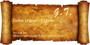 Gehringer Tibor névjegykártya